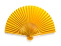 Yellow folding fan isolated on white background. AI Generative Royalty Free Stock Photo