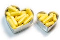 Yellow food supplemnet CoQ10 (Co-enzyme Q10) capsules Royalty Free Stock Photo