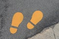 Yellow Footprints Paint Marks