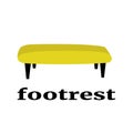 Yellow footrest furniture cartoon with blue halftone. illustration in cartoon style