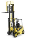 Yellow fork lift truck with raised fork Royalty Free Stock Photo