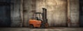 Yellow Forklift in an Empty Warehouse extreme closeup. Generative AI Royalty Free Stock Photo