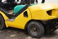 Yellow Forklift stands on a construction site Royalty Free Stock Photo