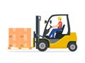 Yellow forklift truck