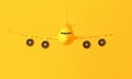 Yellow four-engine plane on yellow background. Minimal idea concept. 3d rendering Royalty Free Stock Photo