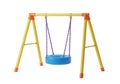 Yellow a frame swing set with a blue tire swing Royalty Free Stock Photo
