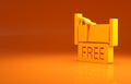 Yellow Free overnight stay house icon isolated on orange background. Minimalism concept. 3d illustration 3D render