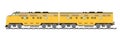 Yellow freight train isolated on white background Royalty Free Stock Photo