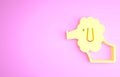 Yellow French poodle dog icon isolated on pink background. Minimalism concept. 3d illustration 3D render