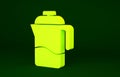 Yellow French press icon isolated on green background. Minimalism concept. 3d illustration 3D render