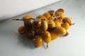 Yellow fresh dates nature age palm panicle Royalty Free Stock Photo