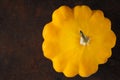 Yellow fresh pattypan squash on the rusty metal background horizontal Royalty Free Stock Photo