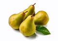 Yellow fresh ripe pears on white background.Macro.AI Generative Royalty Free Stock Photo