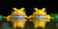 Yellow frog perched atop a table Royalty Free Stock Photo