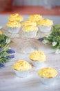 Yellow Frosted Cupcakes in Silver cupcake paper