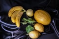 Yellow fruit on a black background Royalty Free Stock Photo