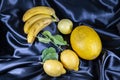 Yellow fruit on a black background Royalty Free Stock Photo