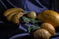 Yellow fruit on a black background Royalty Free Stock Photo
