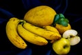 Yellow fruit on a black background Royalty Free Stock Photo