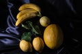 Yellow fruit on a black background Royalty Free Stock Photo