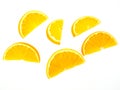 Yellow fruit citrus orange sliced isolated on white background Royalty Free Stock Photo