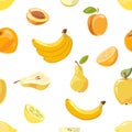 Yellow fruits seamless pattern over white background Royalty Free Stock Photo