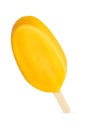 Yellow fruity popsicle ice cream isolated on white Royalty Free Stock Photo