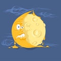 Yellow full moon funny scary vector illustration