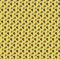 Yellow funny vector seamless pattern with sunflower seeds