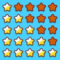 Yellow game rating stars icons buttons