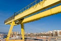 Yellow Gantry Crane Royalty Free Stock Photo