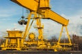 Yellow gantry crane - Poland. Royalty Free Stock Photo
