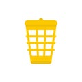 Yellow garbage basket icon, flat style