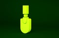 Yellow Garden trowel spade or shovel icon isolated on green background. Gardening tool. Tool for horticulture Royalty Free Stock Photo