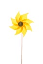 Yellow garden windmill isolated over white background. Royalty Free Stock Photo