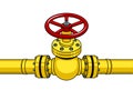 Yellow gas pipe with red valve pop art vector Royalty Free Stock Photo