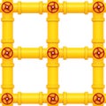 Yellow gas pipes on a white background Royalty Free Stock Photo