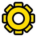 Yellow gear icon, outline style