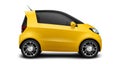 Yellow Generic Compact Small Car On White Background