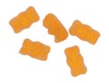 Yellow generic sugar coated gummy bears on a white background Royalty Free Stock Photo