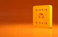 Yellow Geometric figure Cube icon isolated on orange background. Abstract shape. Geometric ornament. Minimalism concept Royalty Free Stock Photo