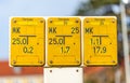 A yellow german grid gas sign