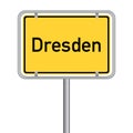 Yellow german Street Sign - Landeshauptstadt Dresden Ortseingangsschild Royalty Free Stock Photo
