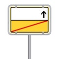 Yellow german Street sign - Ortsschild - Ortsausgangsschild ohne Text. Isoliert Vektor Eps10. Royalty Free Stock Photo