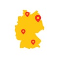 Yellow germany map with geo tag