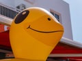 Picture of yellow giant smiling inflatable duck Royalty Free Stock Photo