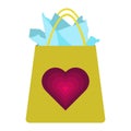 Yellow Gift Bag with Heart decor Royalty Free Stock Photo