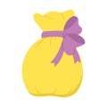 Yellow gift bag with purple bow Royalty Free Stock Photo