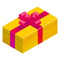 Yellow gift box red ribbon icon