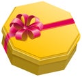 Yellow gift box with ribbon and bow